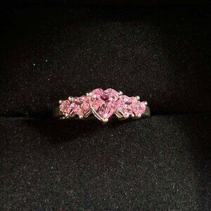 Sterling Silver Pink Heart Ring Size 7